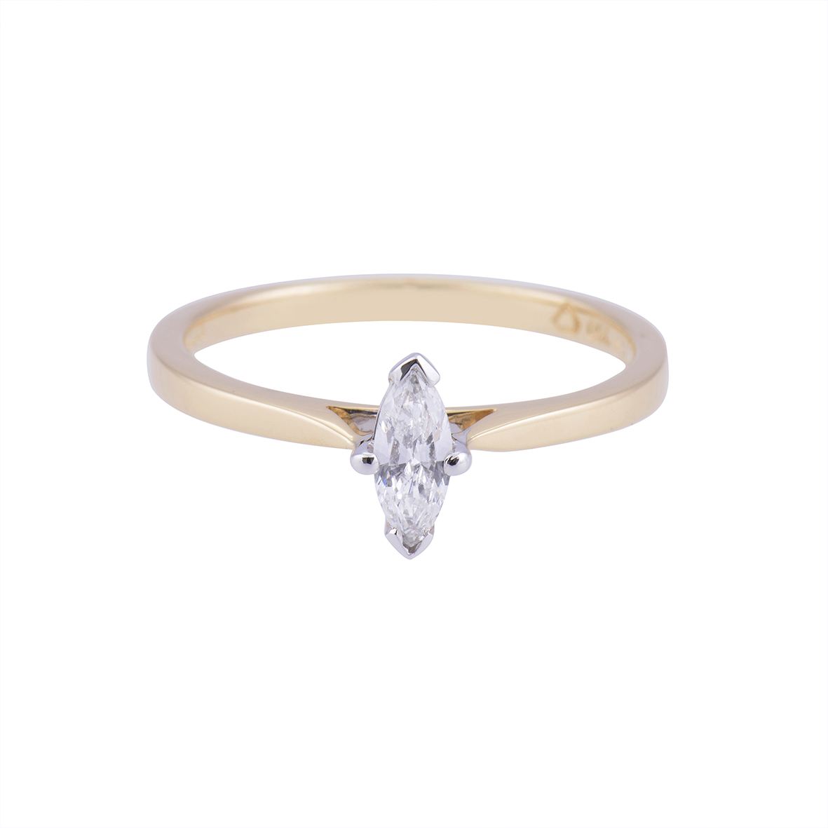 18ct Yellow Gold 0.25ct Marquise Cut Diamond Solitaire Ring