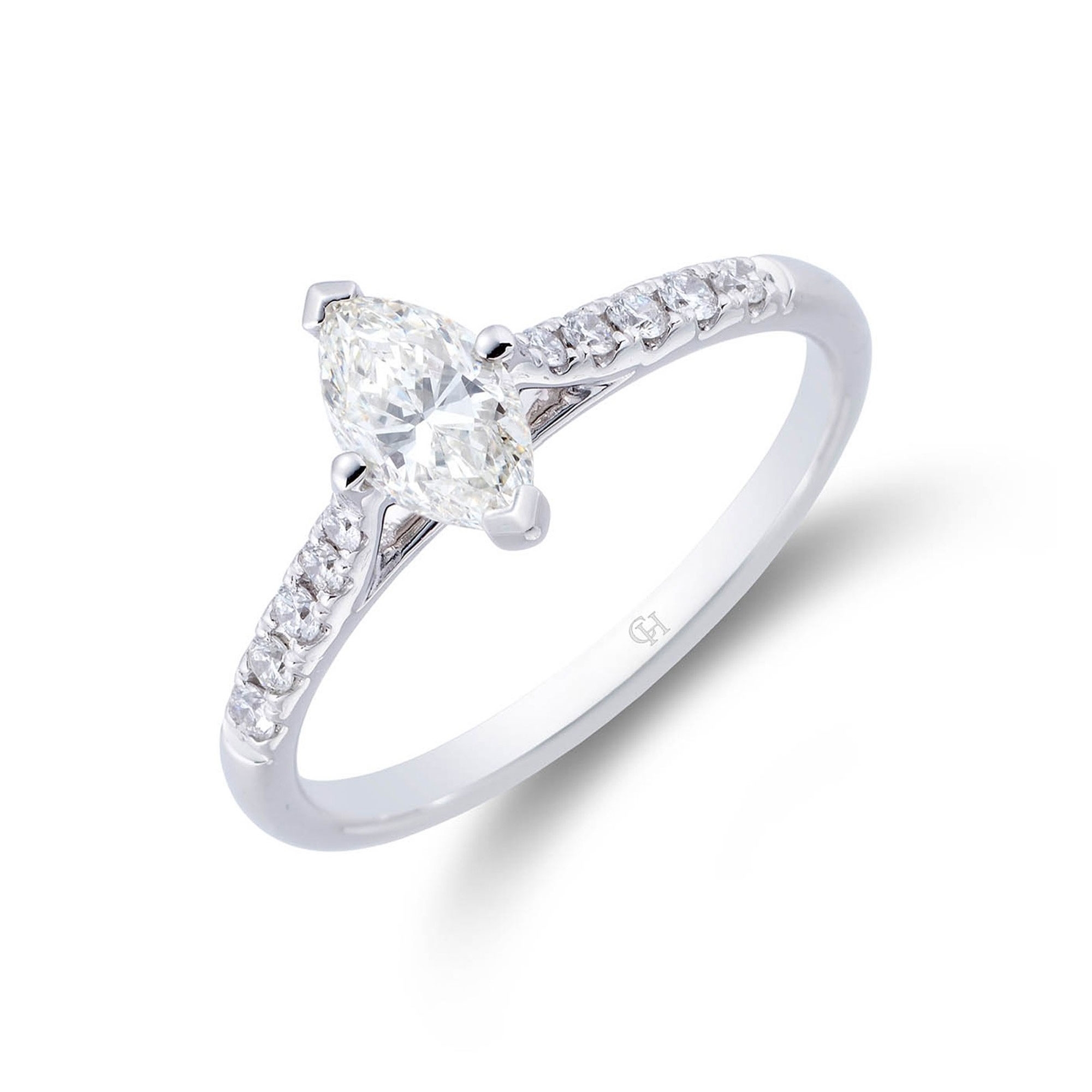 Platinum Marquise Cut 0.90ct Diamond Solitaire Ring (Size: M)