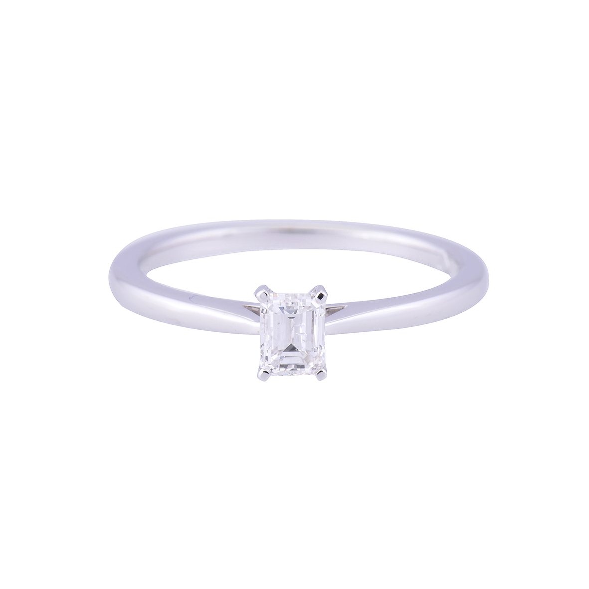 18ct White Gold 0.40ct Emerald Cut Diamond Solitaire Ring