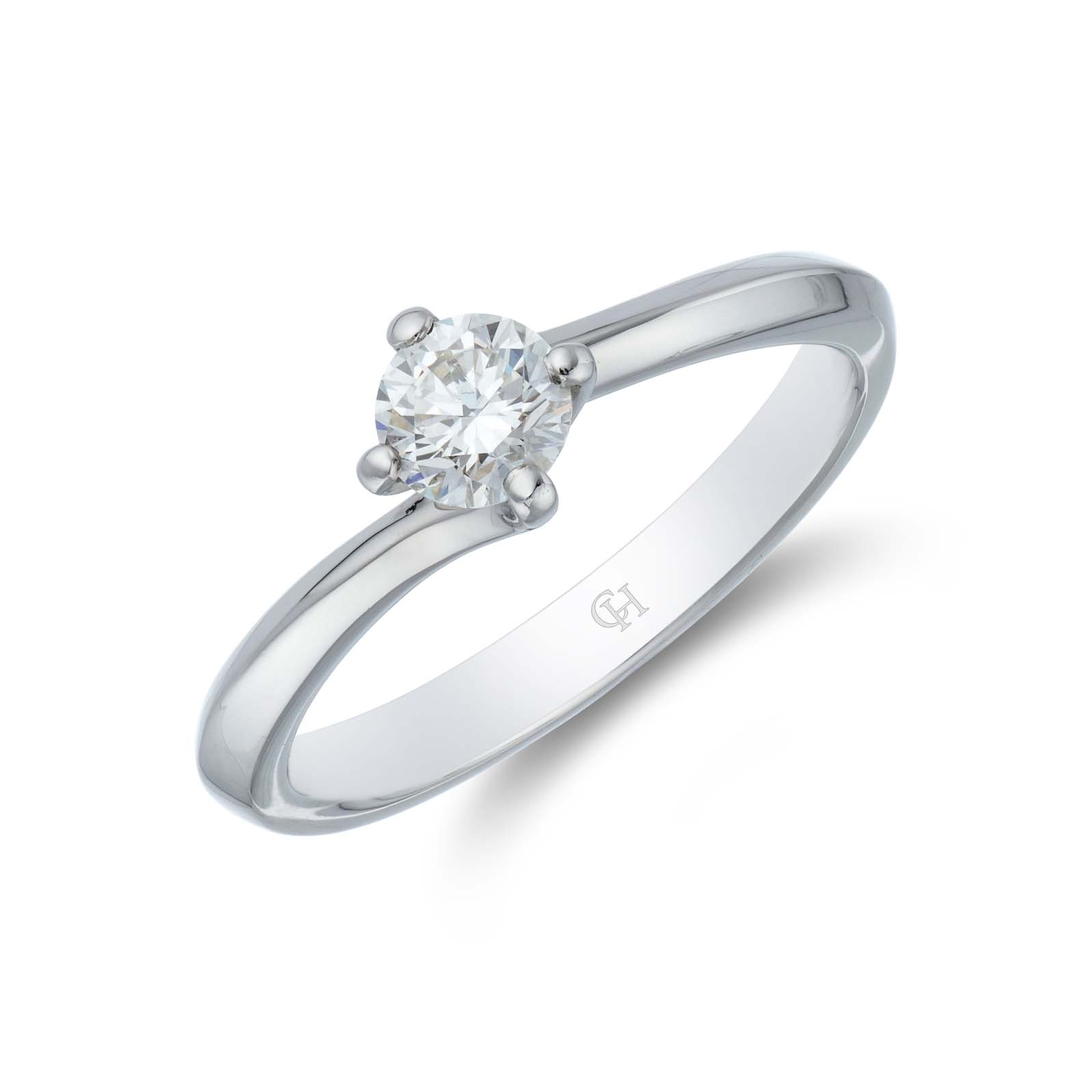Platinum Brilliant Cut 0.33ct Diamond Twist Solitaire Ring (Size: P)