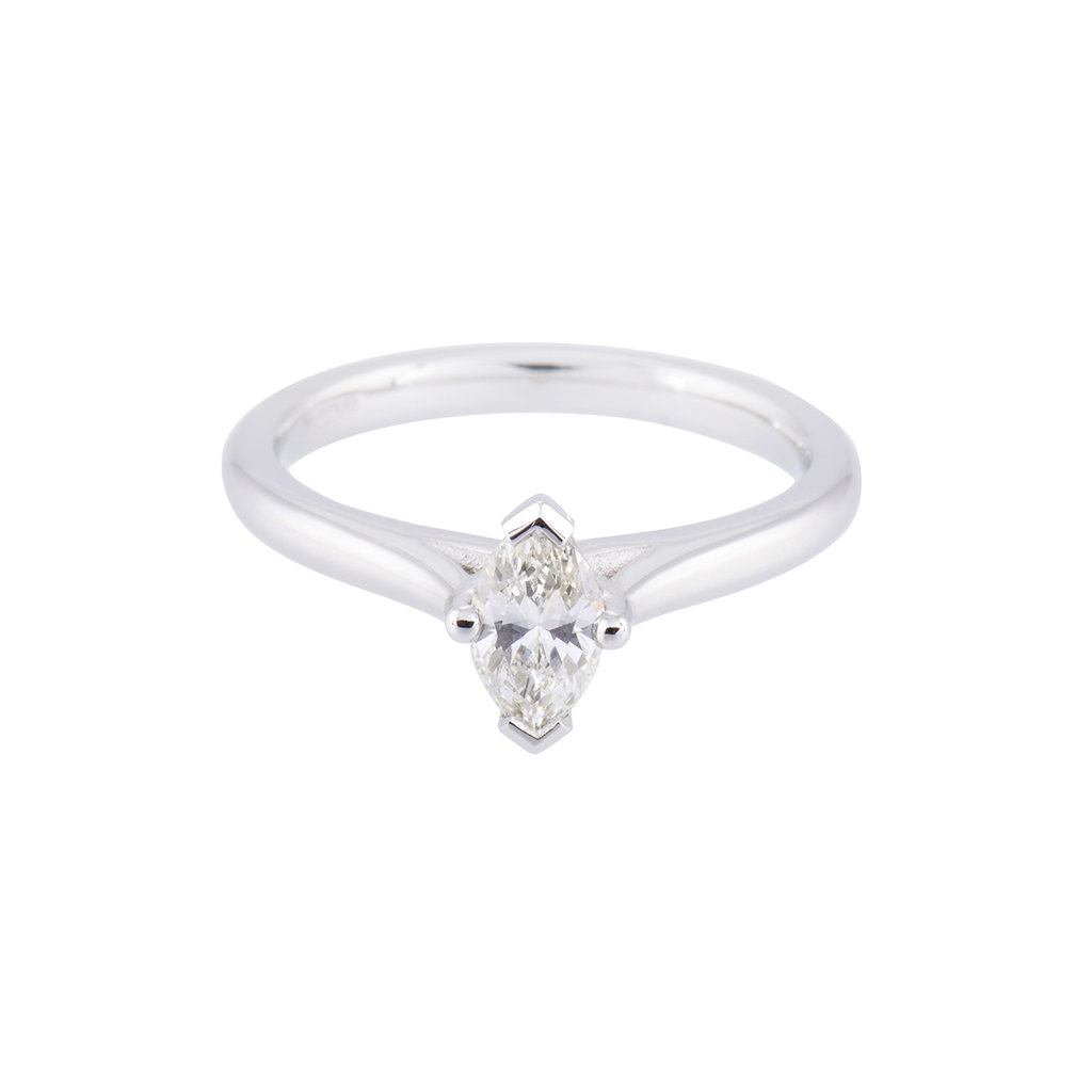 Platinum 0.50ct Marquise Cut Diamond Solitaire Ring