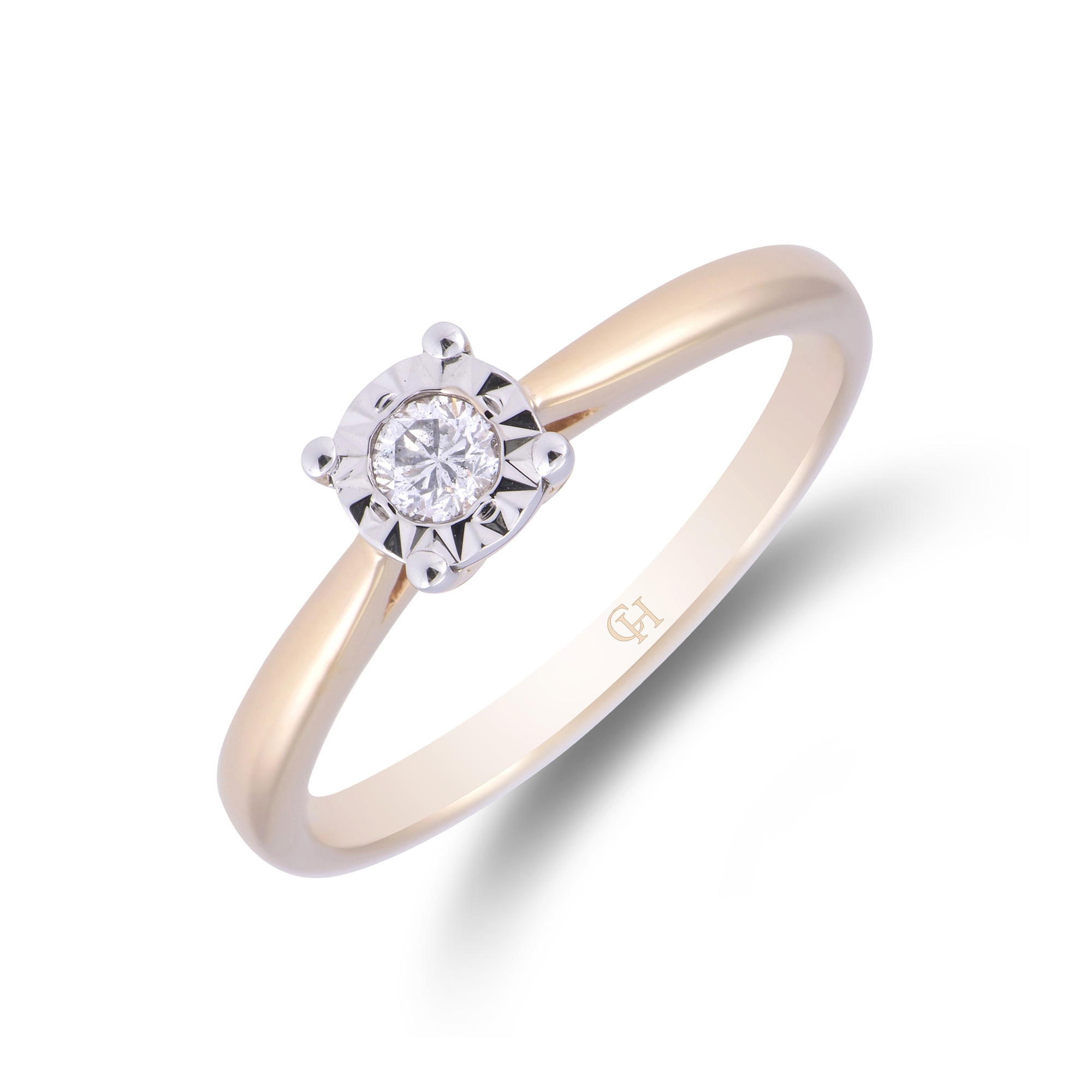 9ct Yellow Gold Brilliant Cut 0.10ct Diamond Solitaire Ring