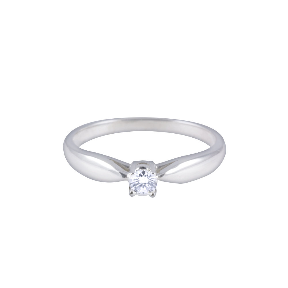 9ct White Gold 0.10ct Round Brilliant Diamond Solitaire Ring