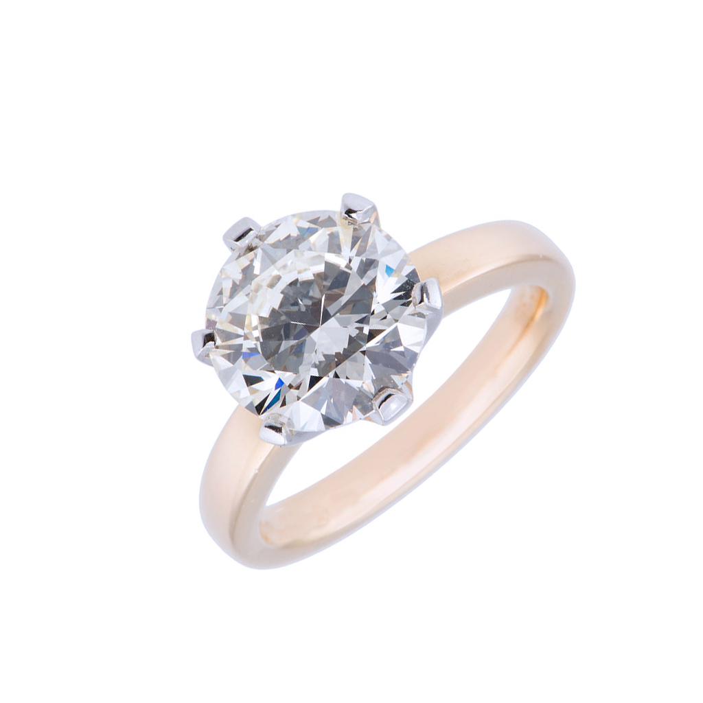 Certificated 18ct Yellow Gold 4.01ct Round Brilliant Diamond Solitaire Ring