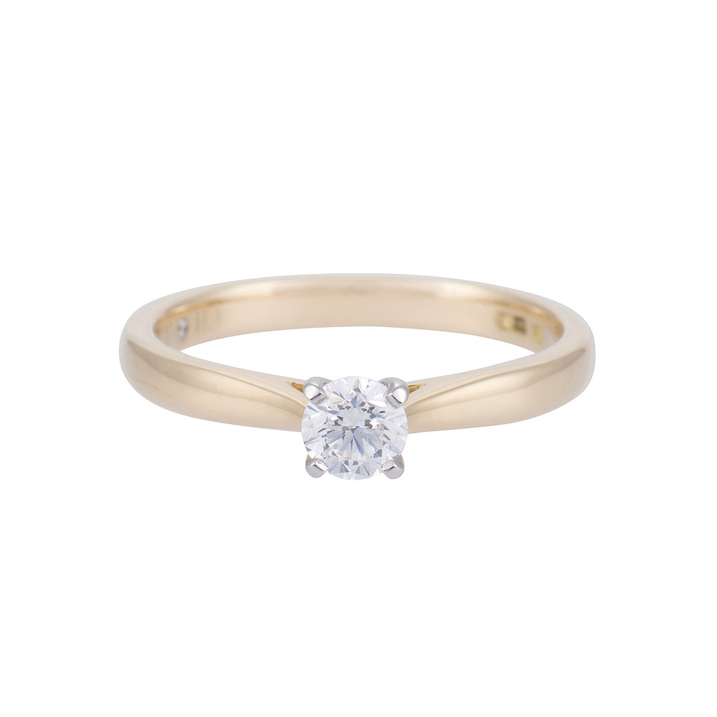 Certificated 18ct yellow gold approx 0.33ct round brilliant diamond solitaire ring
