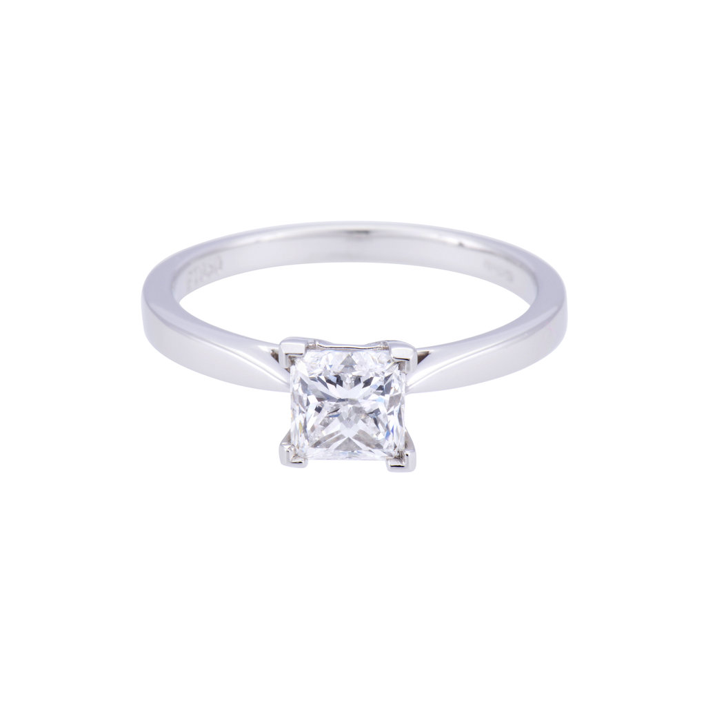 Certificated Platinum Approx. 1.20ct Princess Cut Diamond Engagement Ring