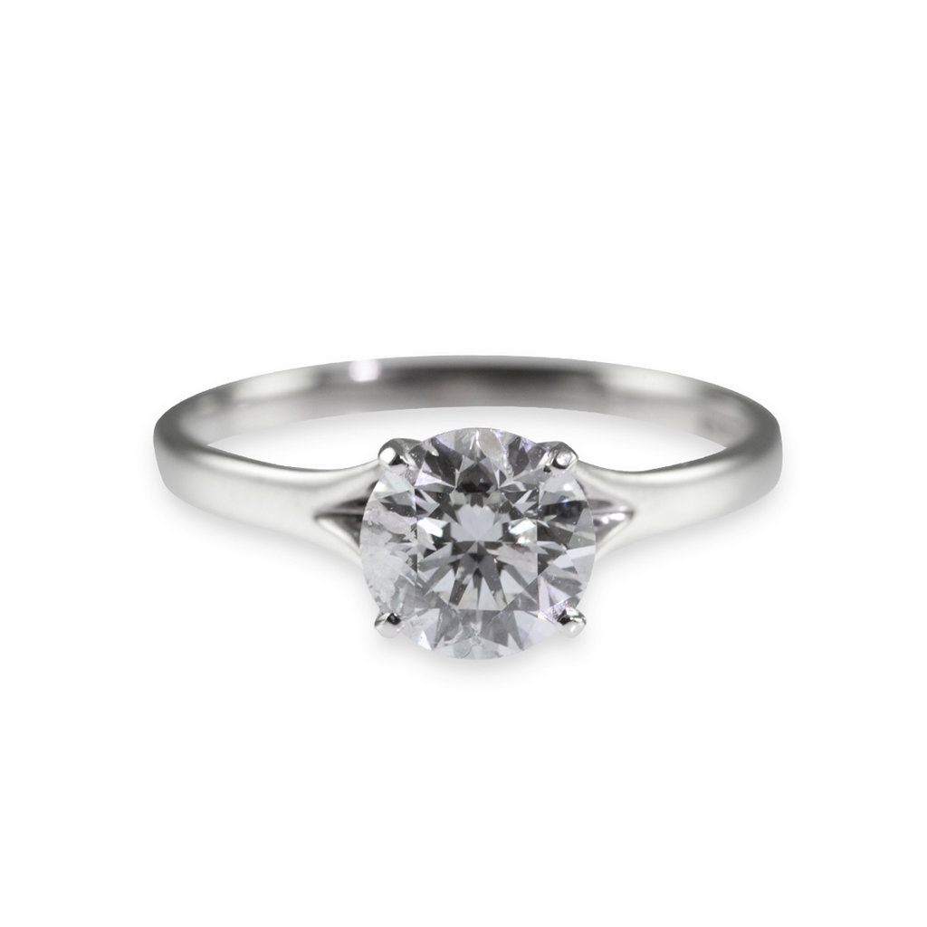 Certificated 18ct White Gold 1.19ct Round Brilliant Diamond Solitaire Ring