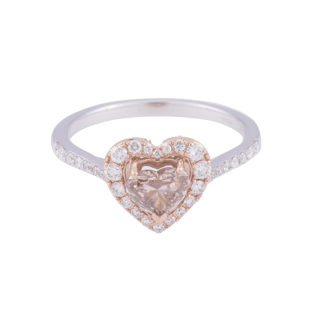 Certificated 18ct Two Colour Gold Pink Heart Shaped Diamond Ring, Approx. 1.00ct Total Weight