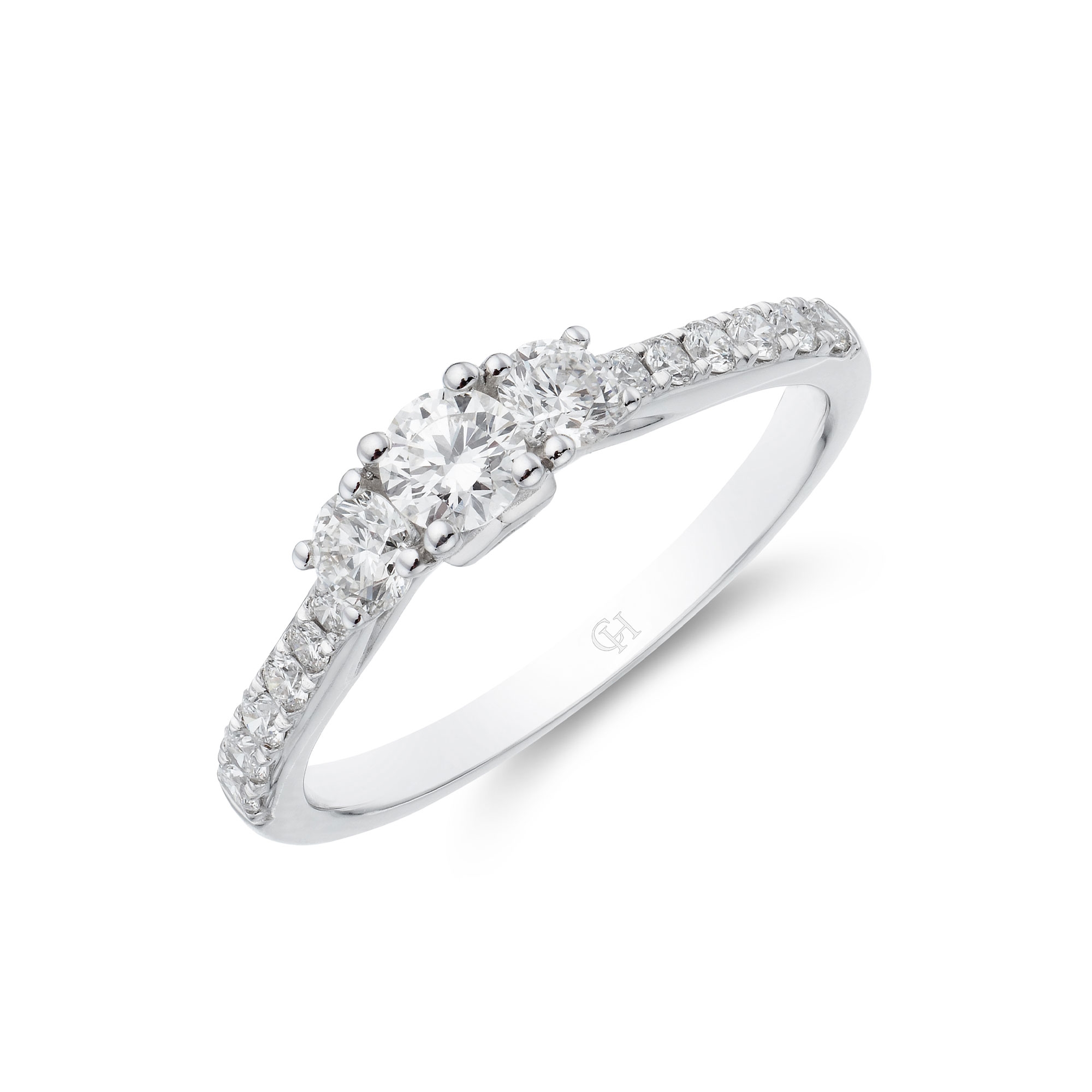 Moments 18ct White Gold 'Princess' Brilliant Cut 0.65ct Diamond Three Stone Ring