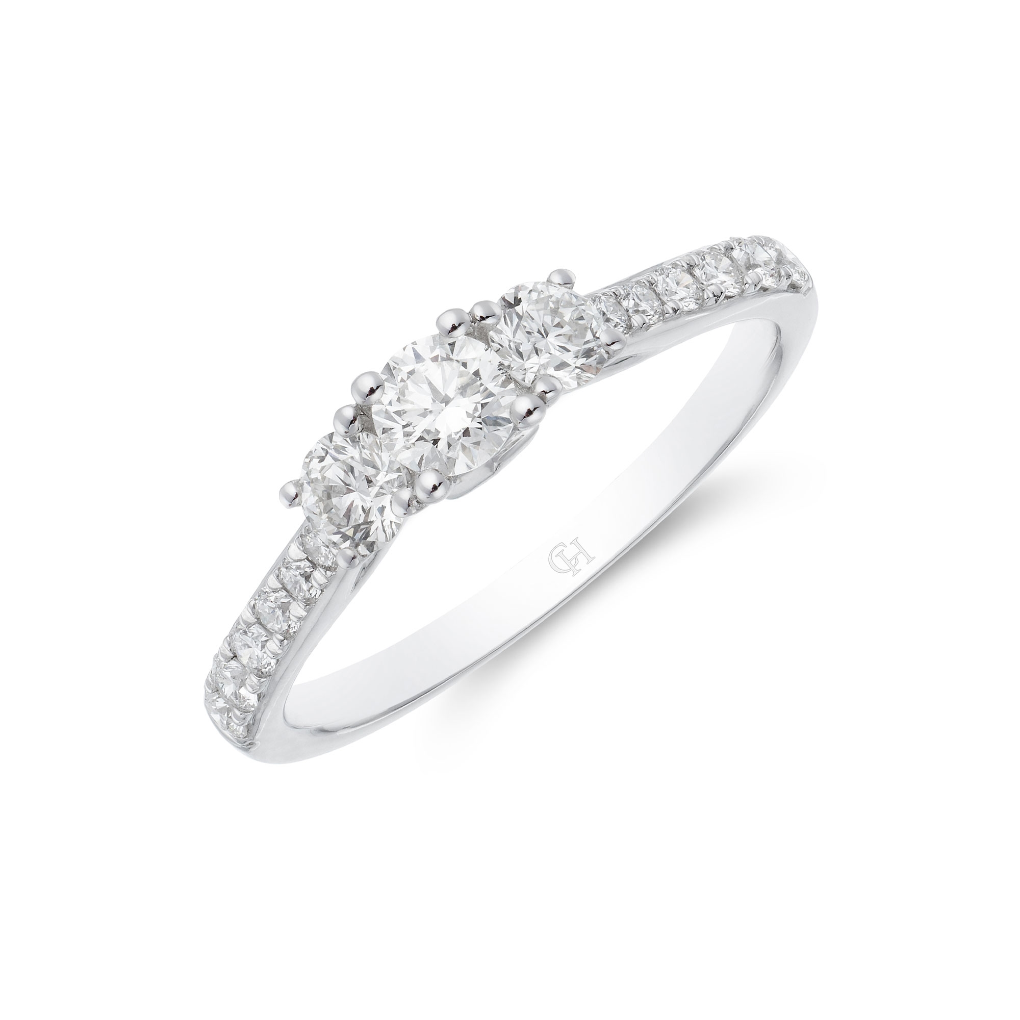 Platinum 'Princess' Brilliant Cut 1.00ct Diamond Three Stone Ring