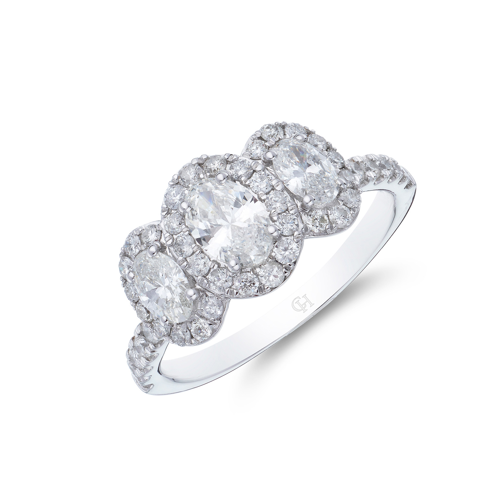 Platinum Brilliant Oval Cut 1.37ct Halo Diamond Ring (Size: M)