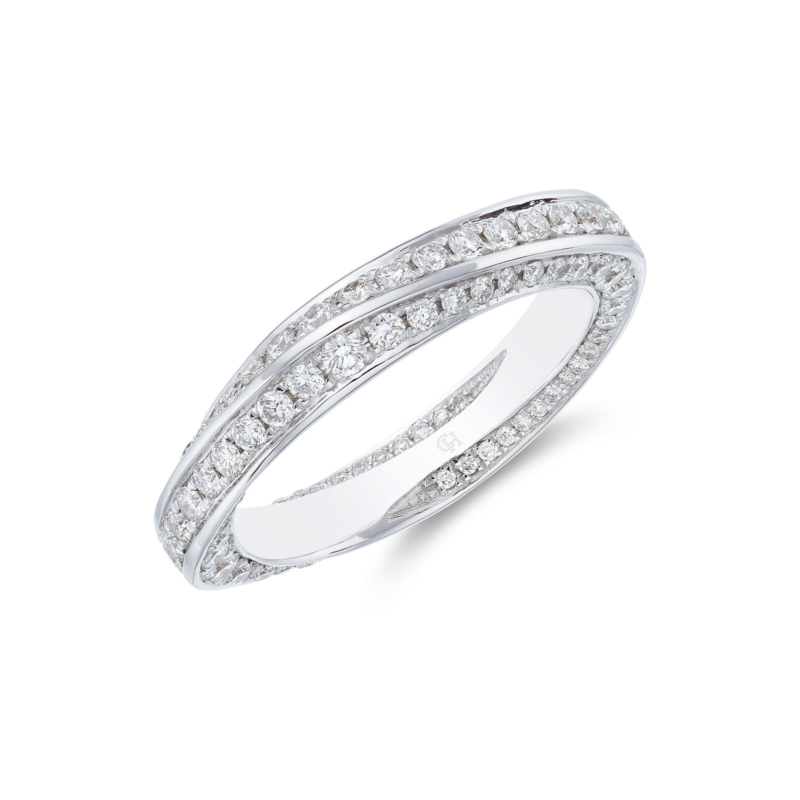 18ct White Gold Brilliant Cut Diamond 1.30ct Twisted Circle Ring