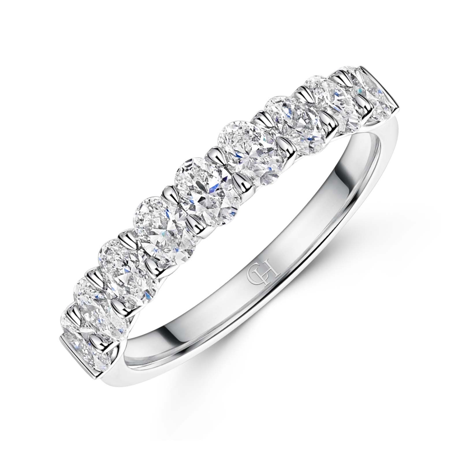 18ct White Gold 1.18ct Diamond Oval Enternity (Size: O)