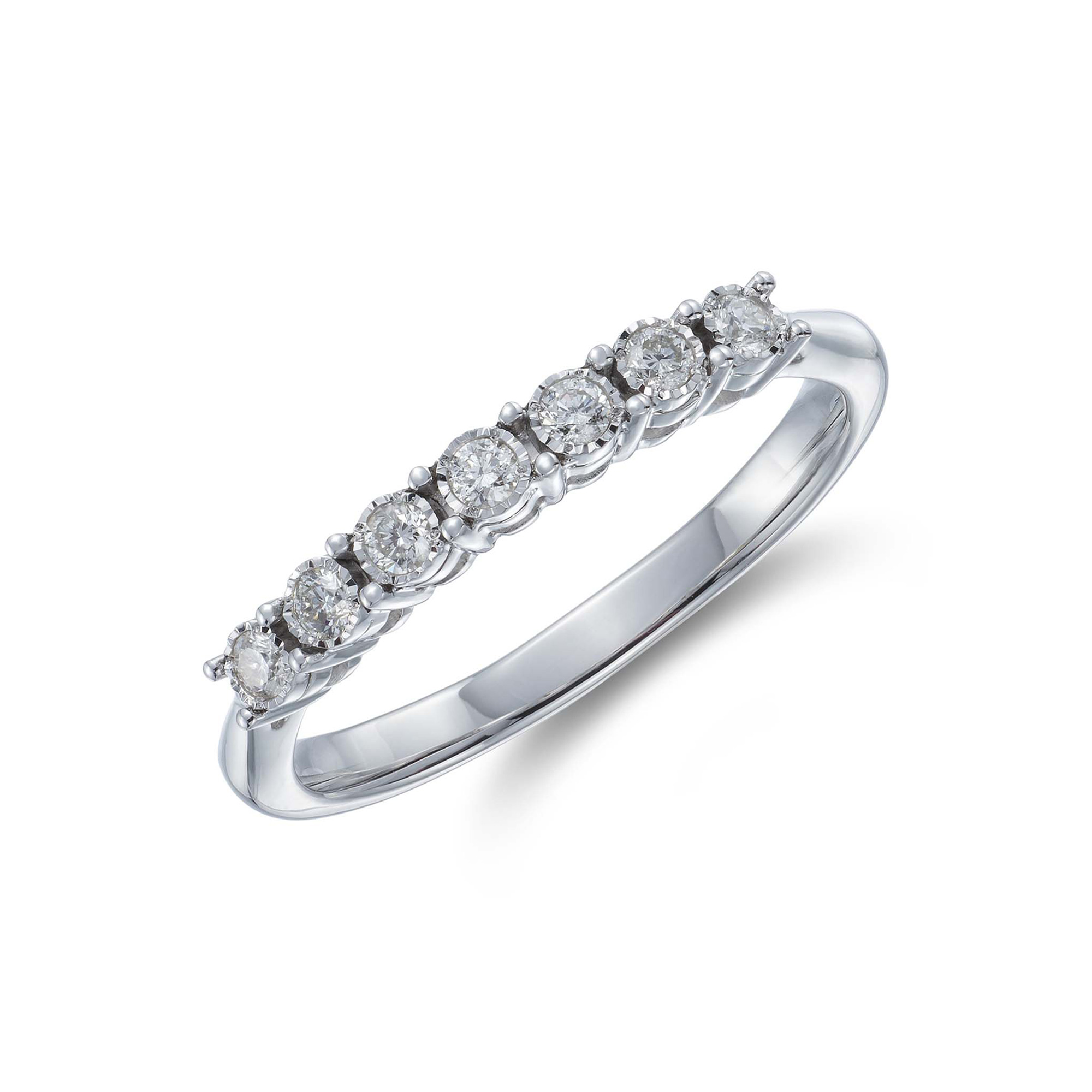 9ct White Gold Round Brilliant 0.11ct Diamond Illusion Set Eternity Ring