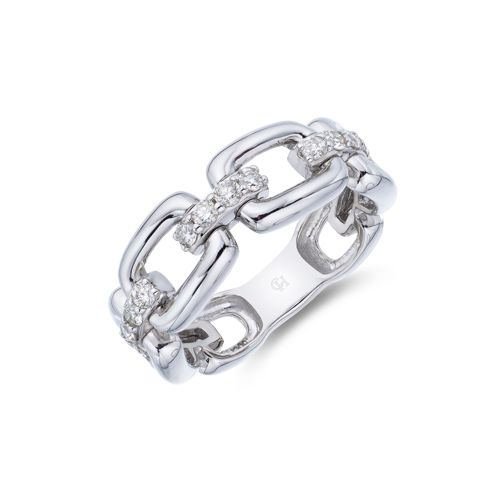 9ct White Gold 0.50ct Chain Link Fancy Band (Size: N)