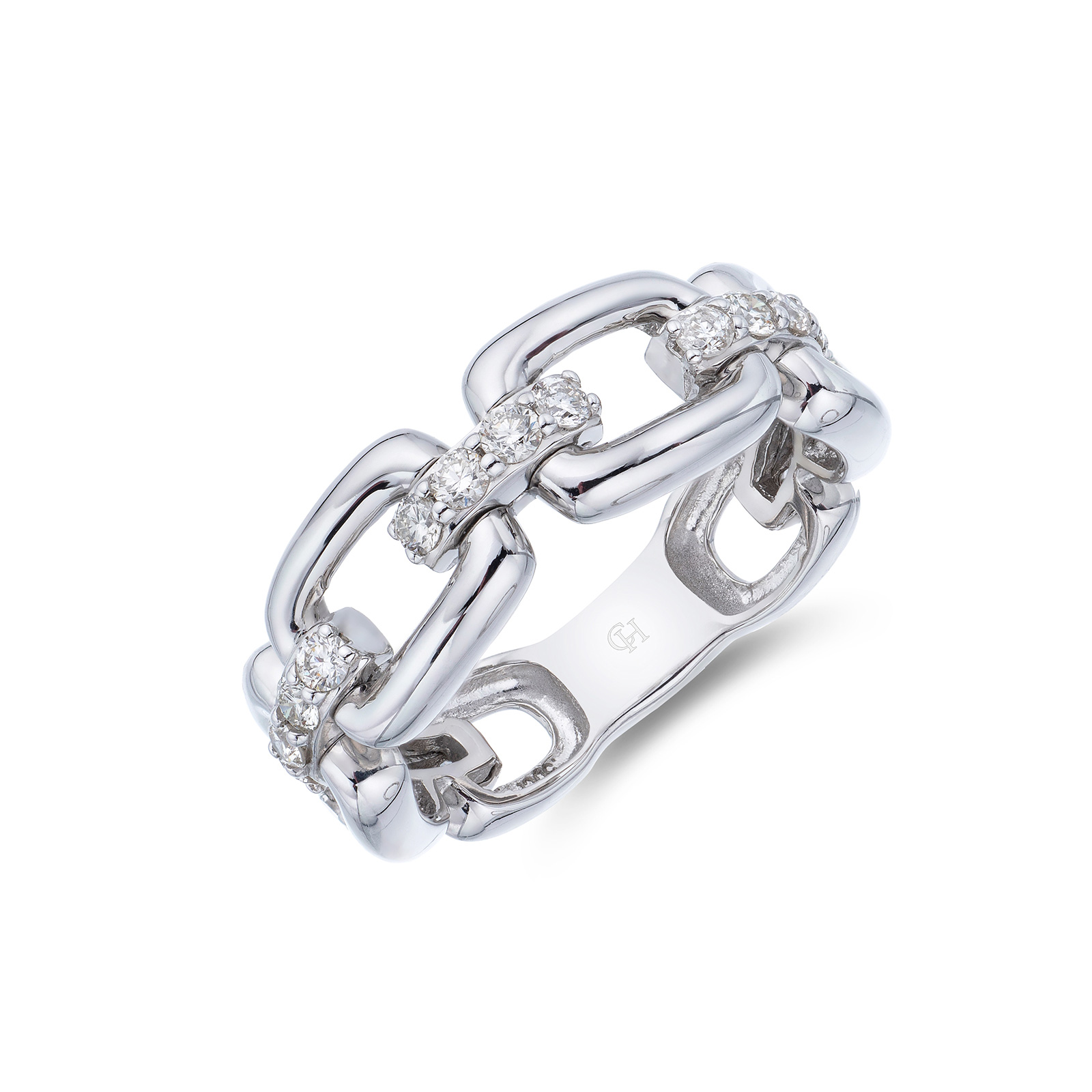 9ct White Gold 0.50ct Chain Link Fancy Band Ring 