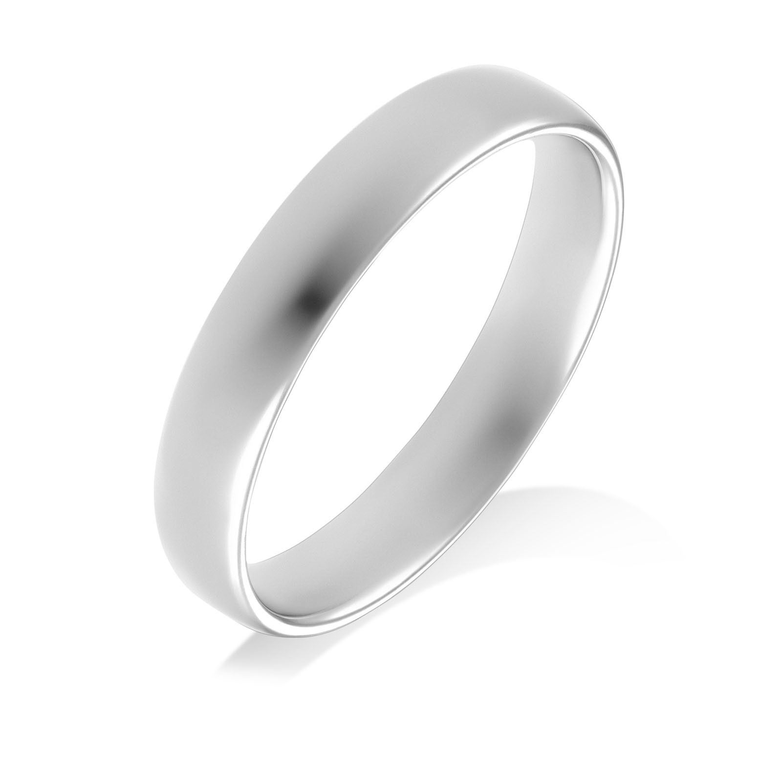9ct White Gold Light Court 4mm Wedding Ring (Size: S)