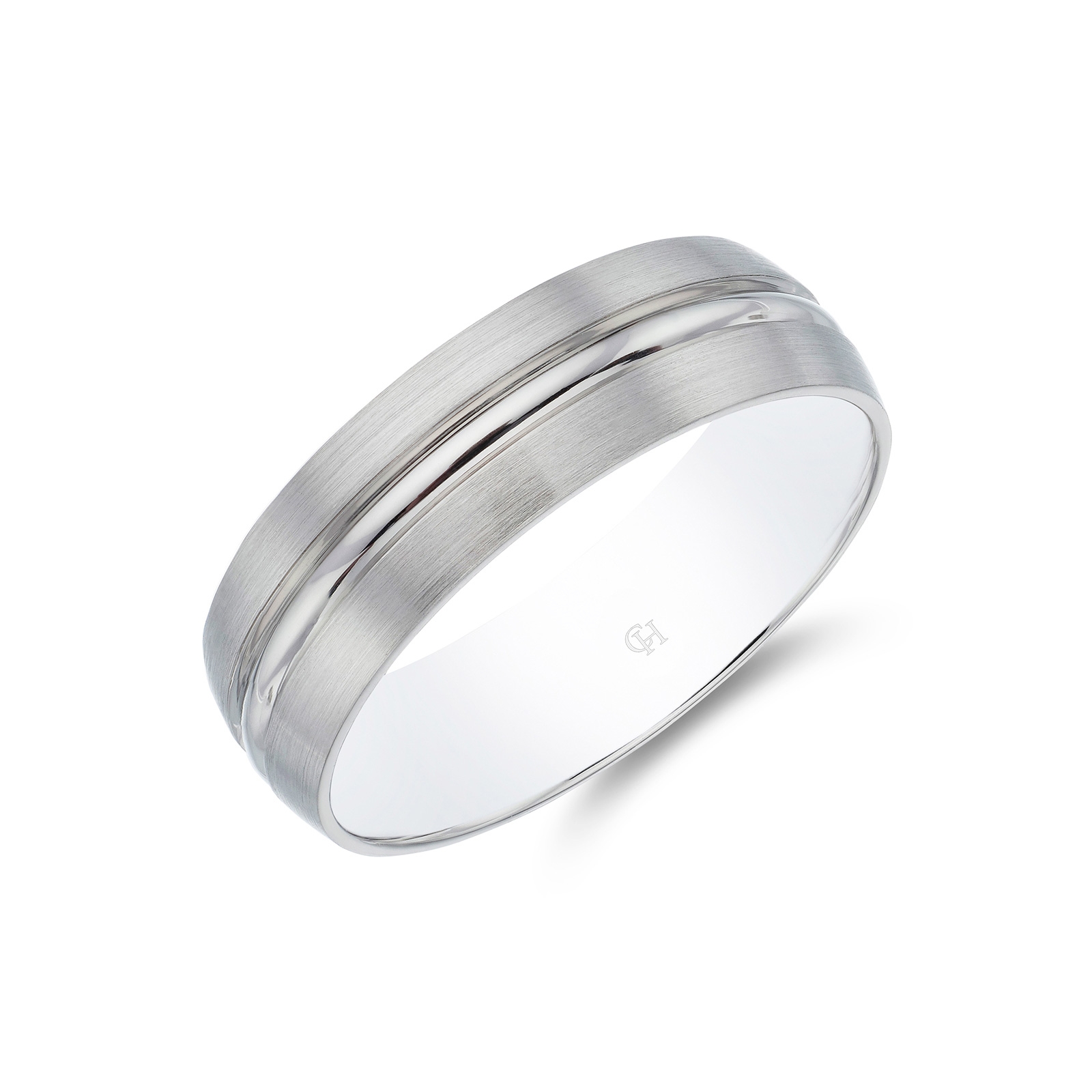 Platinum Single Groove Wedding Band