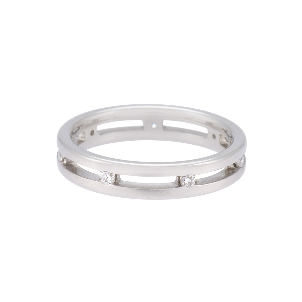 Platinum 0.14ct Diamond Satin and Polished Wedding Ring
