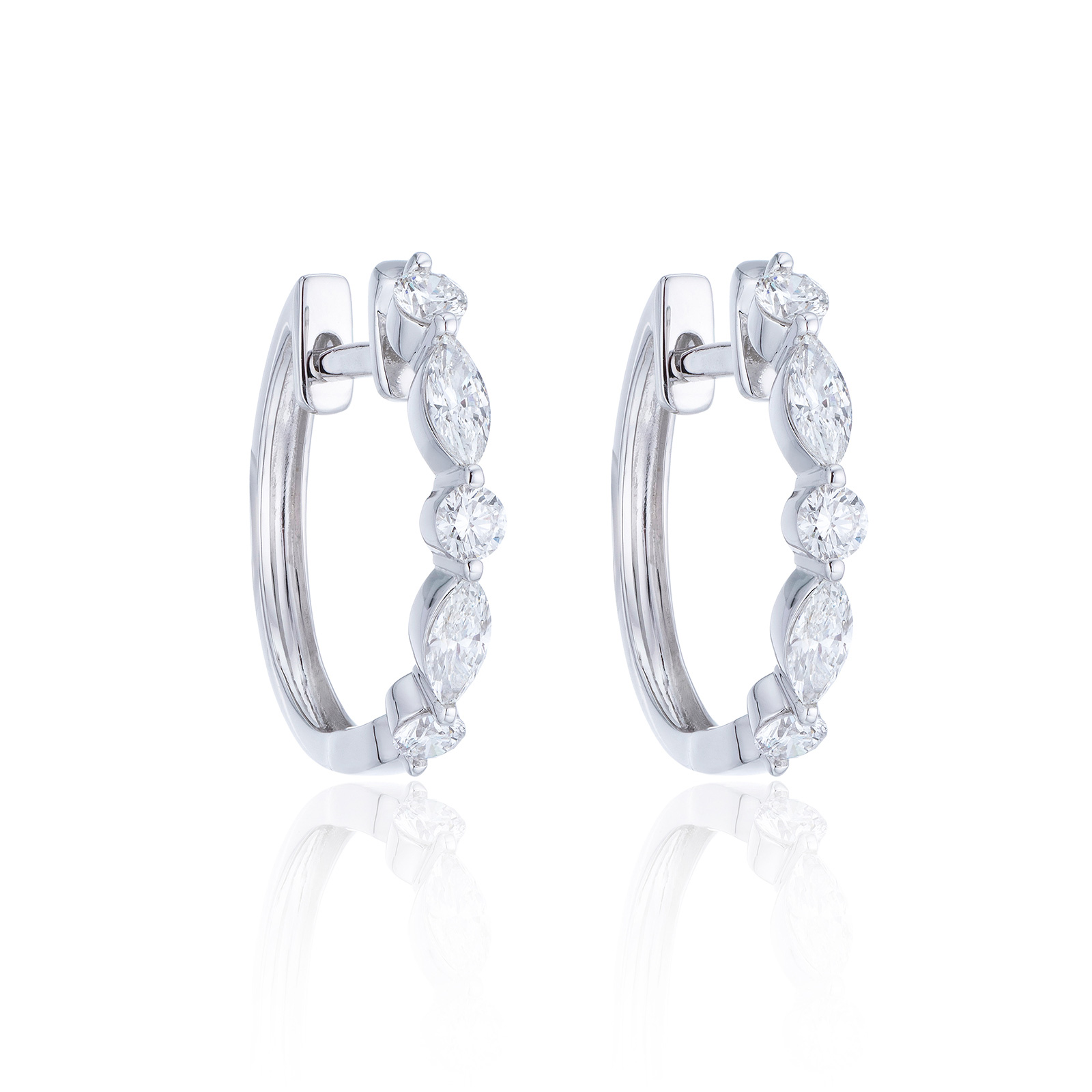 18ct White Gold Mixed Cut 0.45ct Diamond Hoop Earrings