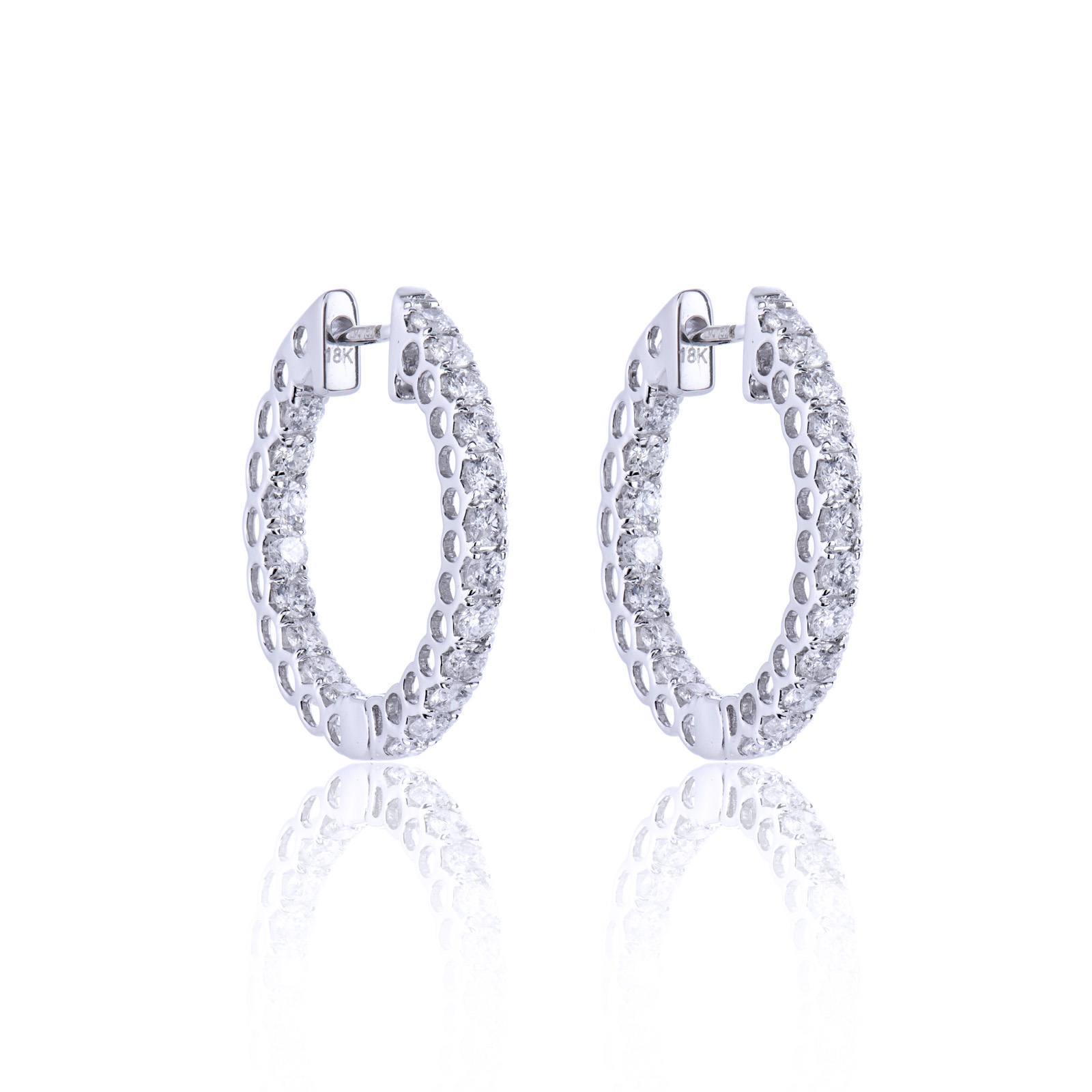 18ct White Gold Brilliant Cut 1.00ct Diamond Hoop Earrings