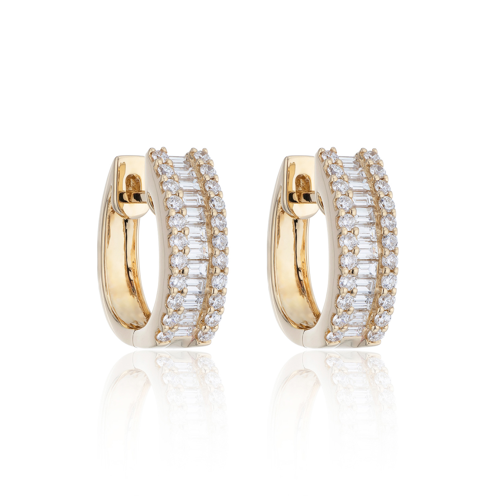 18ct Yellow Gold Baguette Cut 0.93ct Diamond Earrings