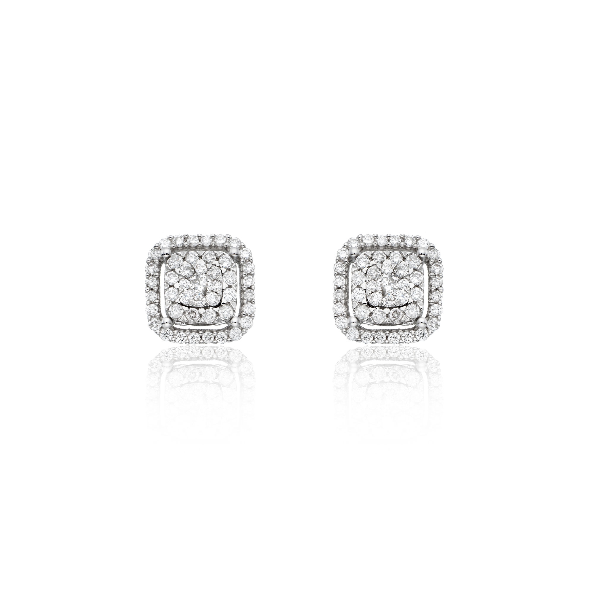 9ct White Gold Brilliant Cut 0.50ct Diamond Cluster Earrings