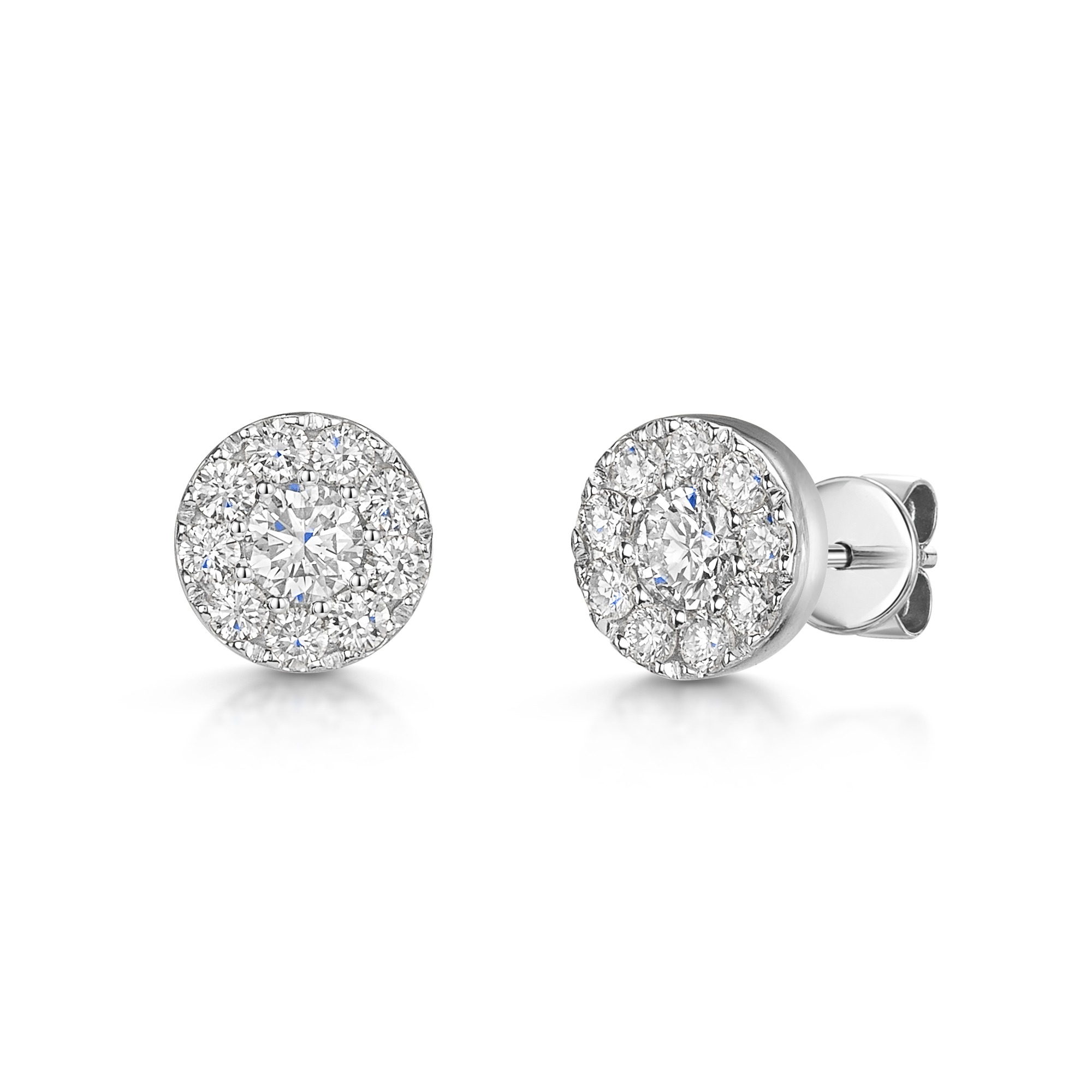 9ct White Gold Round Brilliant 0.70ct Diamond Illusion Style Earrings