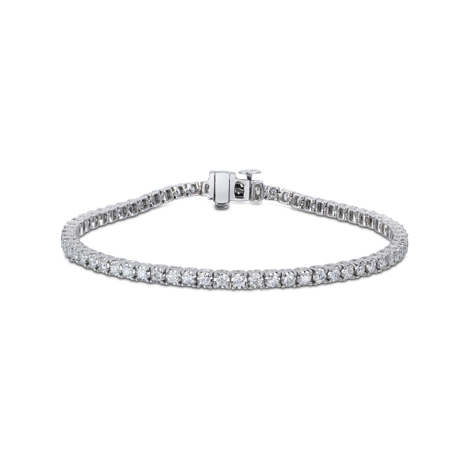 9ct White Gold Brilliant Cut 2.02ct Diamond Tennis Bracelet