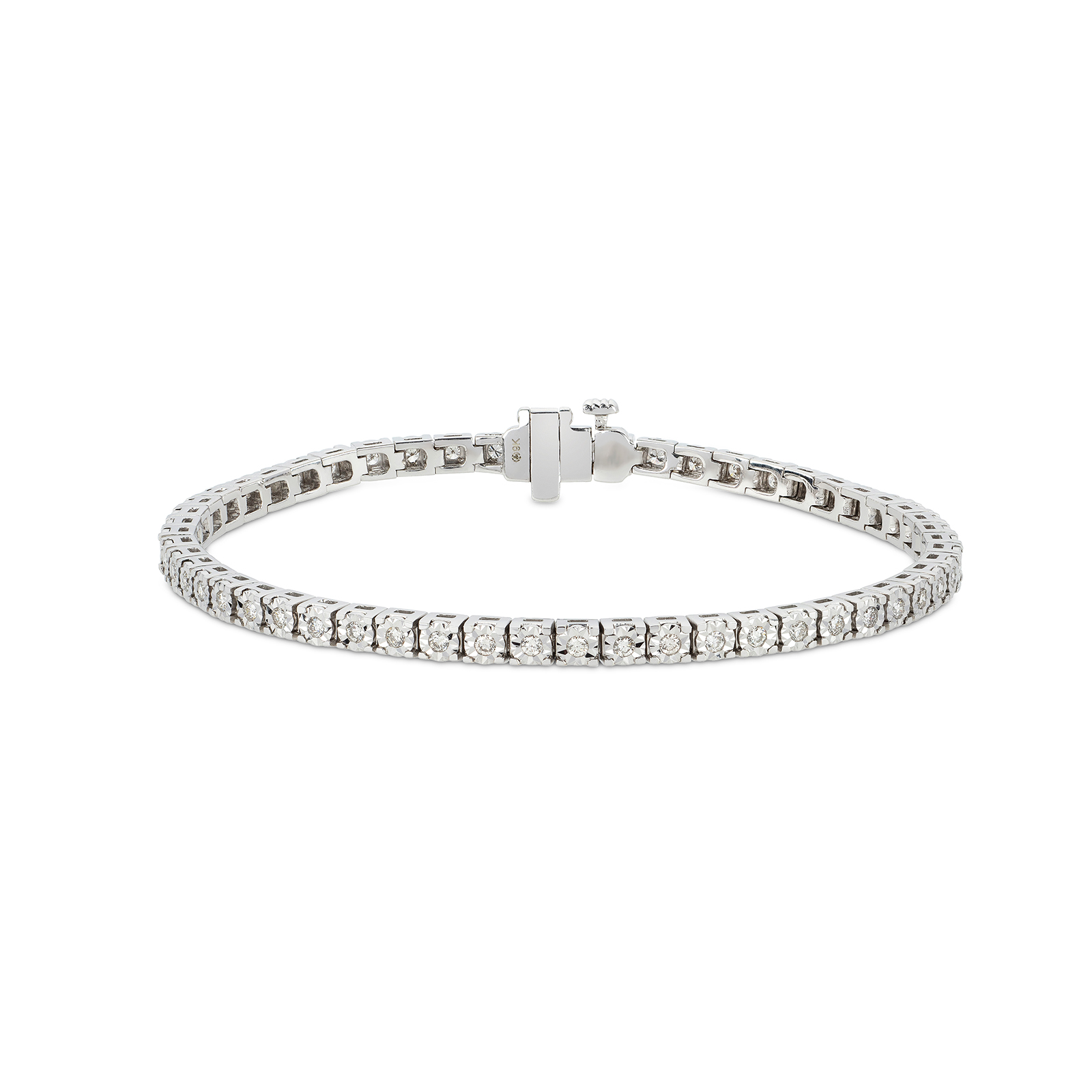 9ct White Gold Brilliant Cut Diamond 1.00ct Tennis Bracelet