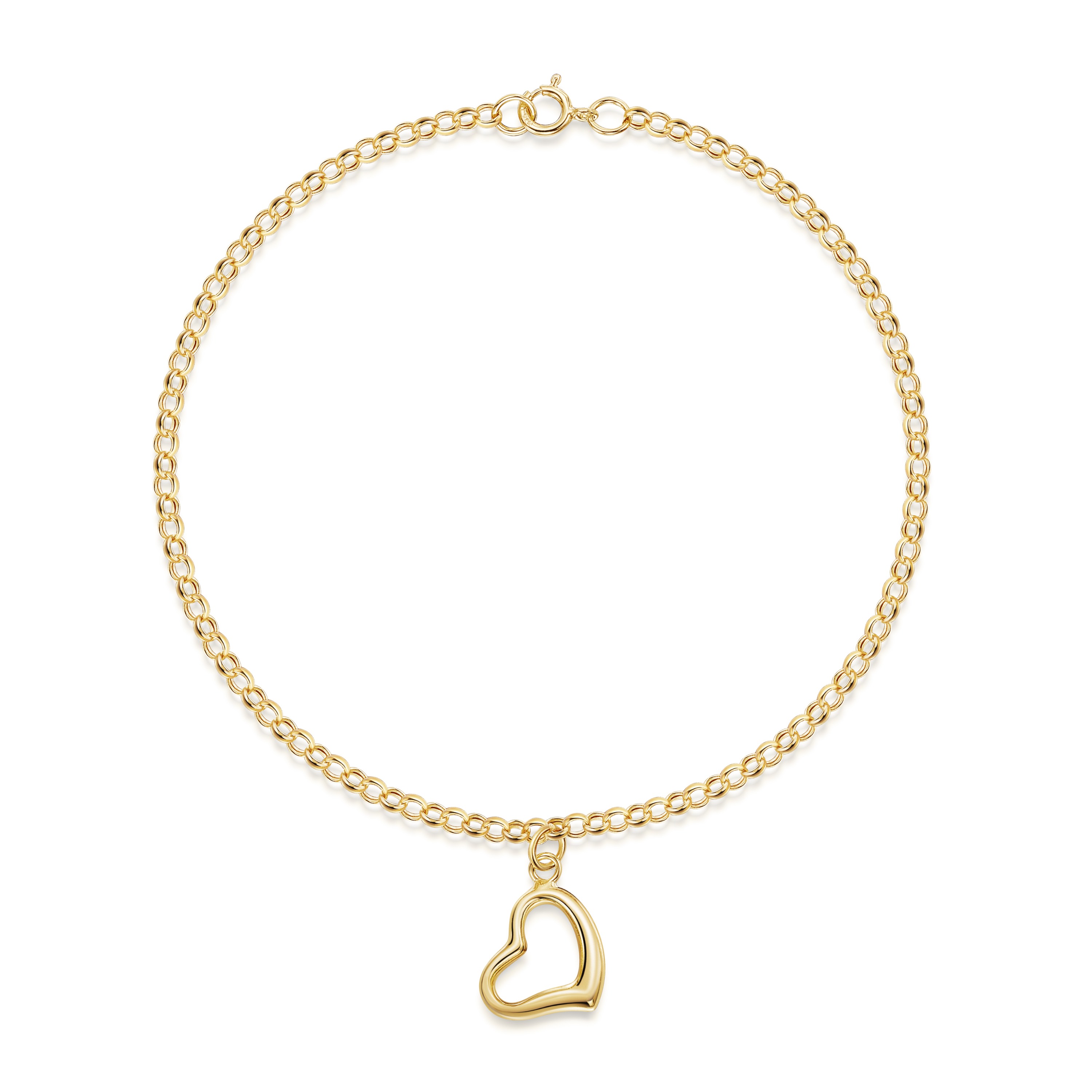 9ct Yellow Gold Polished Open Heart Bracelet