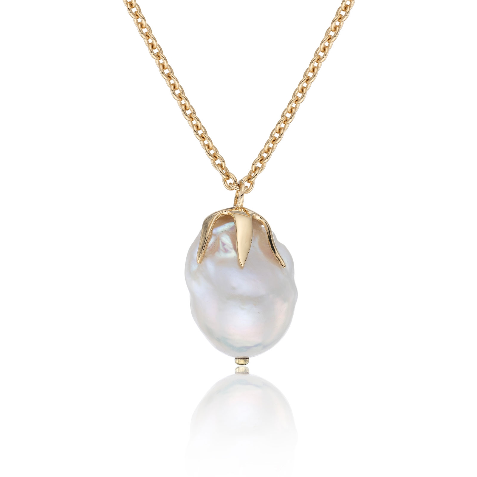 14ct Yellow Plated Silver Pearl Claw Pendant