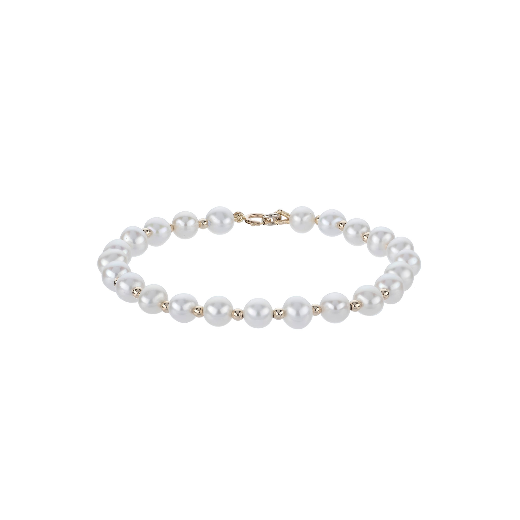 14ct Yellow Gold Bead And Ball Pearl Bracelet