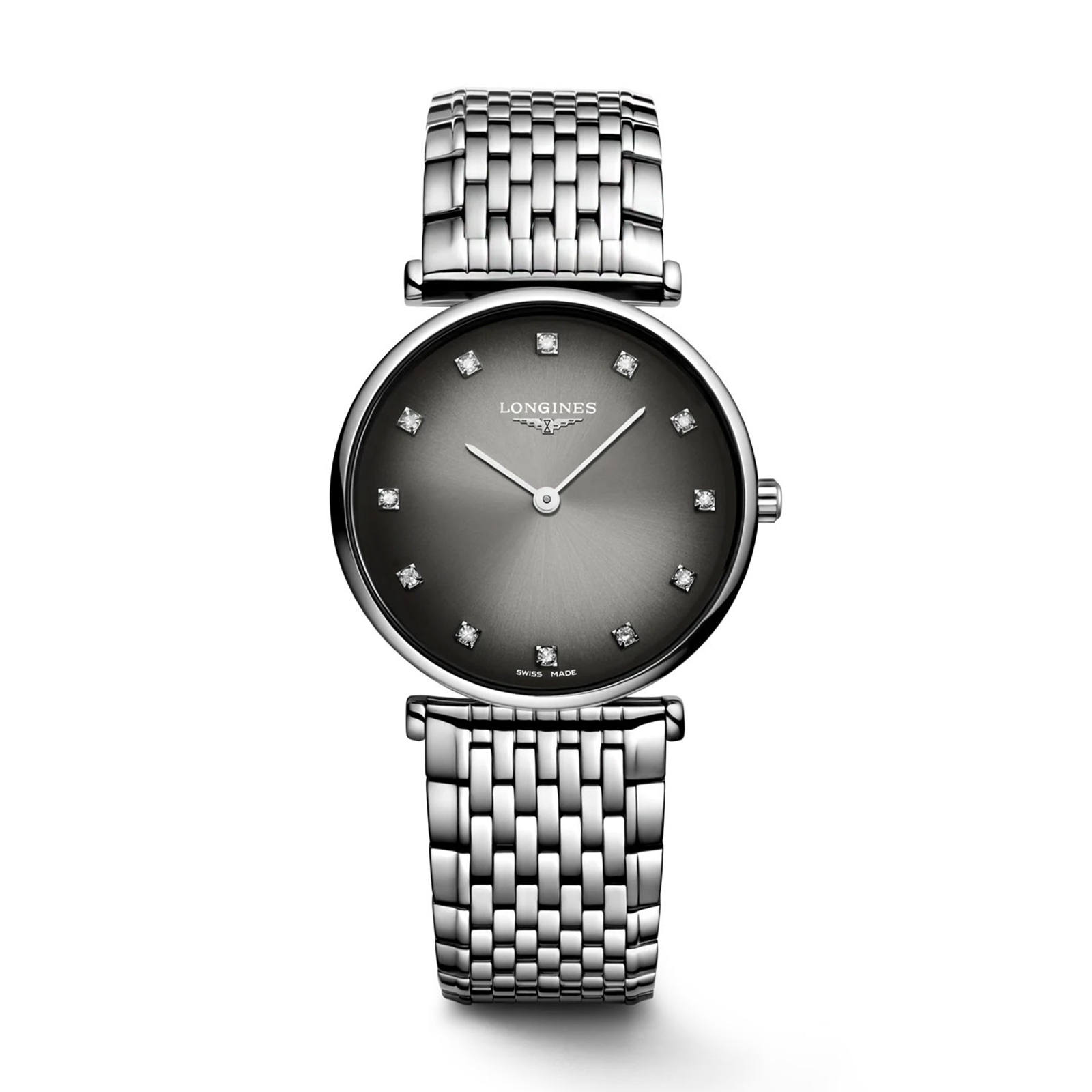 Longines La Grande Classique Ladies Watch L45124776 Grey Dial Dia Dot Stainless Steel Bracelet