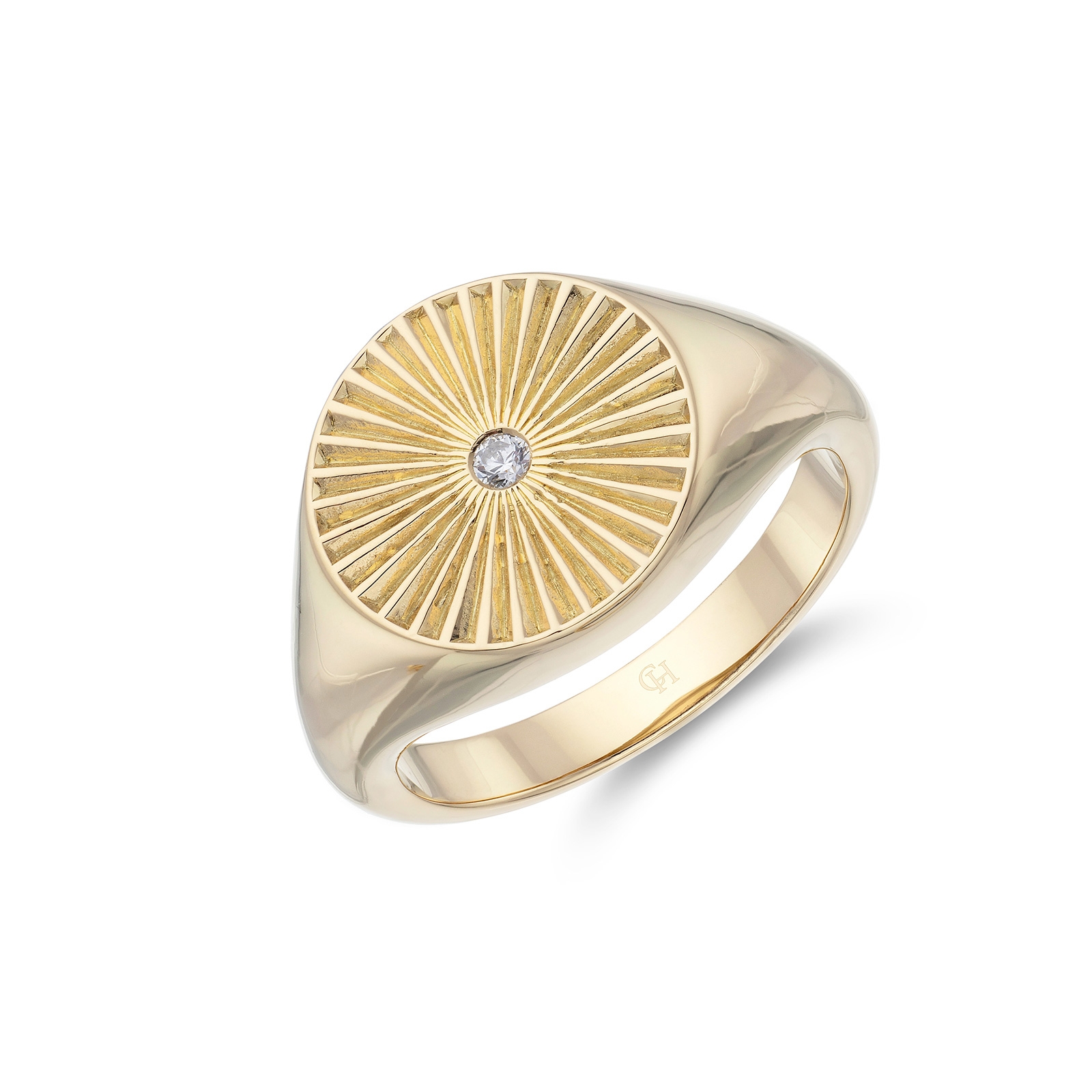 Sil 3 Micron Yellow Gold Plated Round Signet Ring (Size: T)