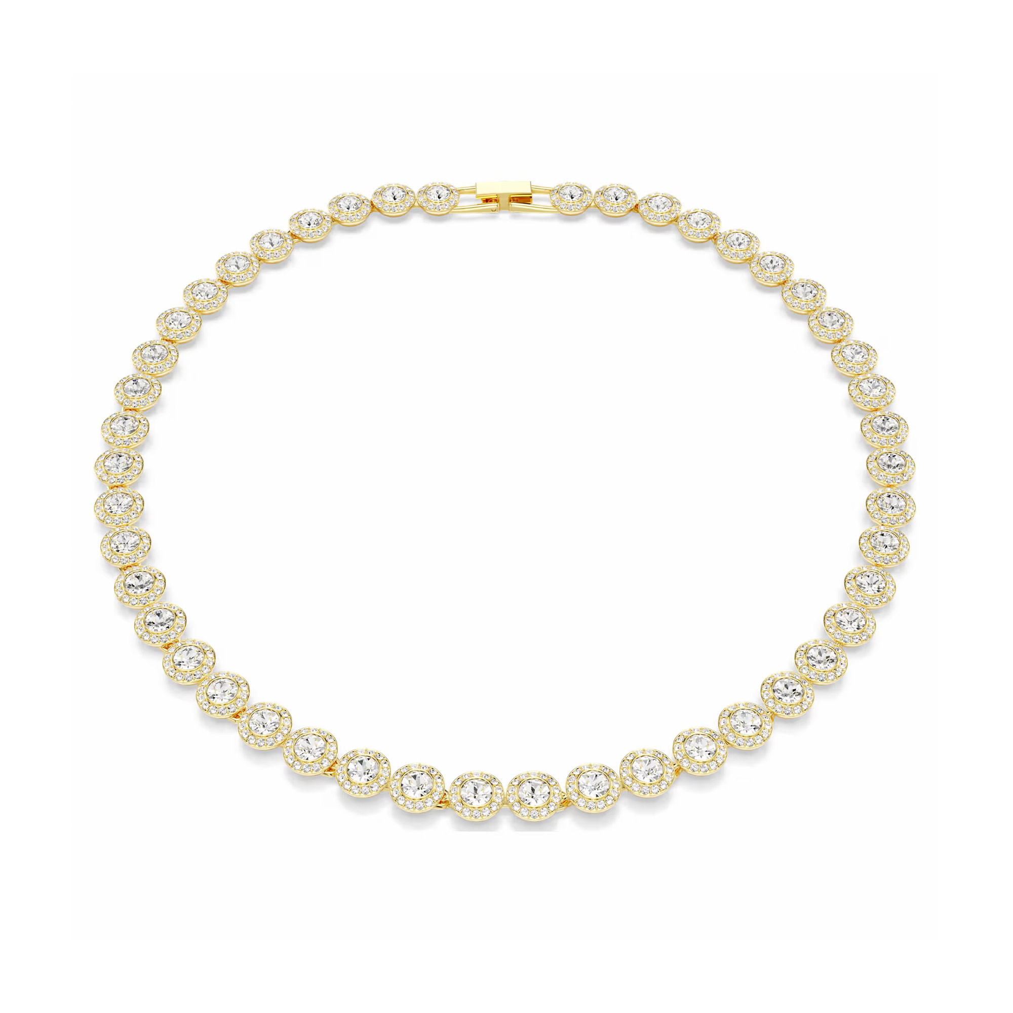 Swarovski Una Angelic Round Cut Gold Tone Plated Tennis Necklace 5720505