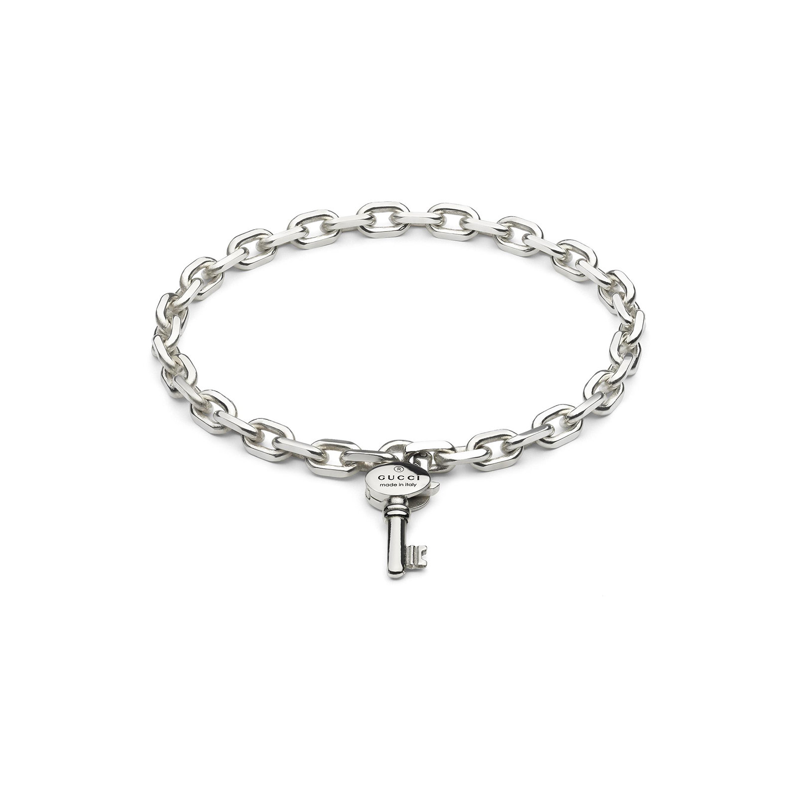 Gucci Trademark Sterling Silver Key Bracelet YBA796345001 - Size XL