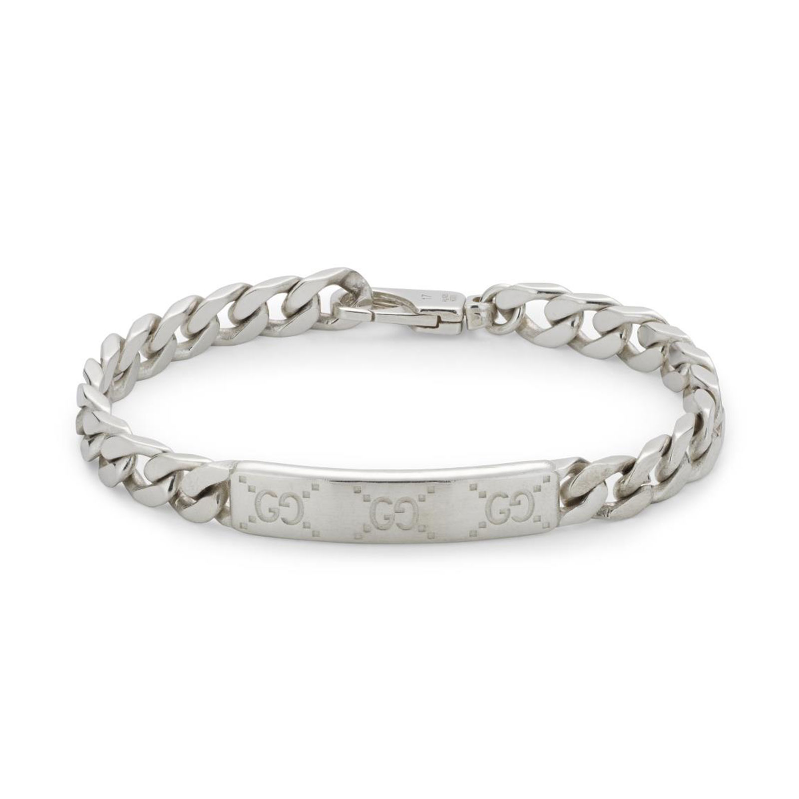 Gucci Silver Signature Bracelet with GG Tag YBA814851001 - Size XL
