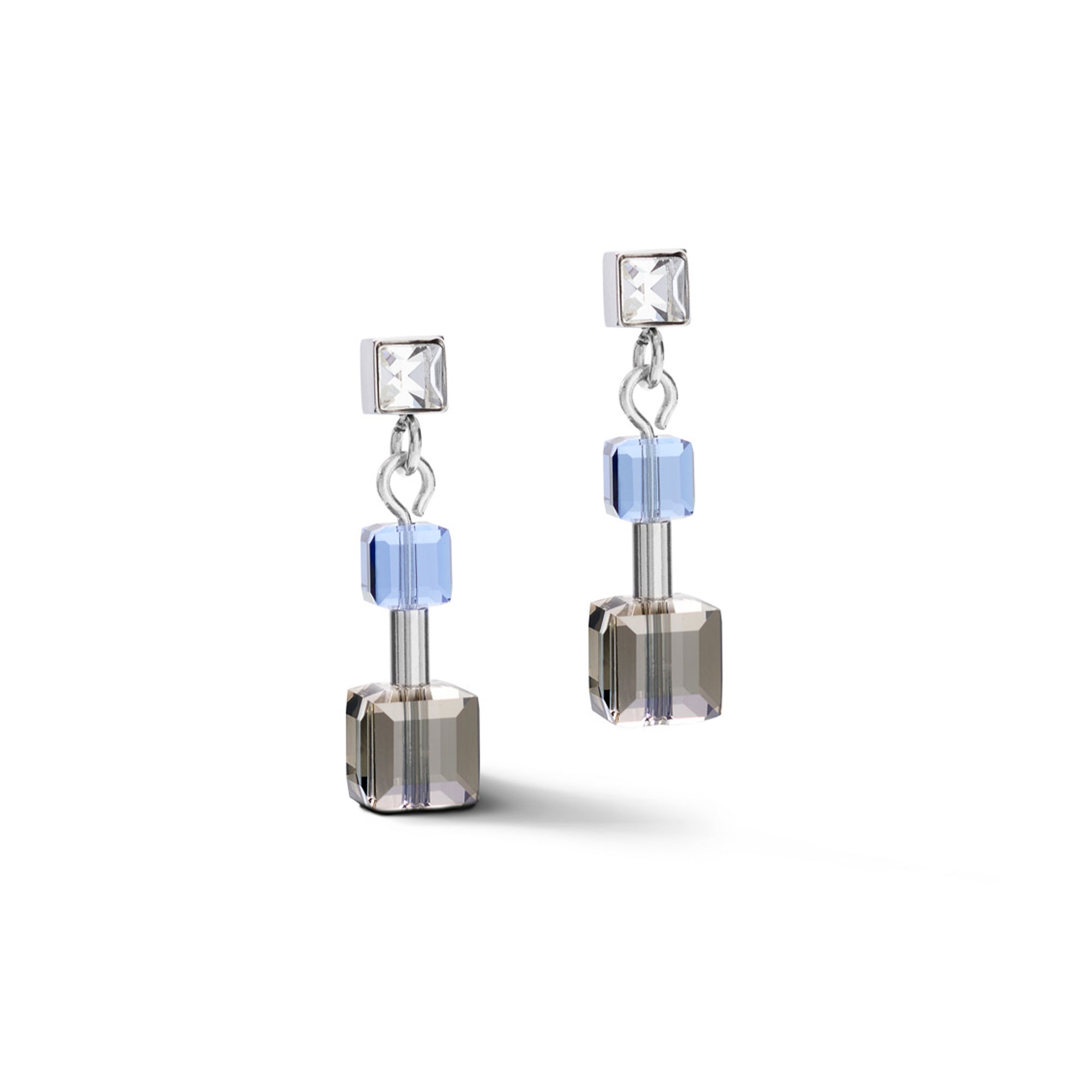 Coeur de Lion Stainless Steel Blue Grey Geo Cube Earrings 5026/21-0700