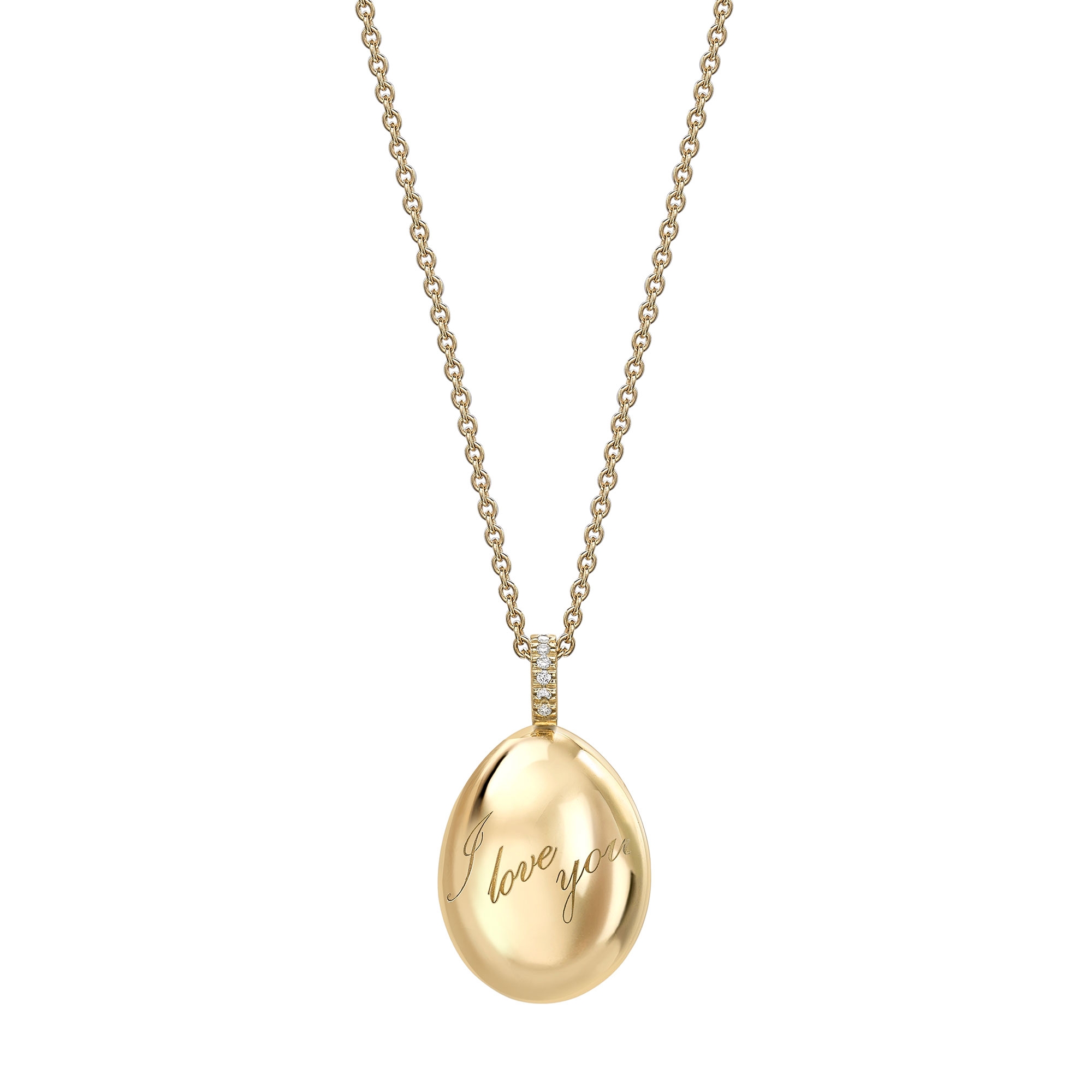 Fabergé Essence Yellow Gold I Love You Egg Pendant 409FP928/71