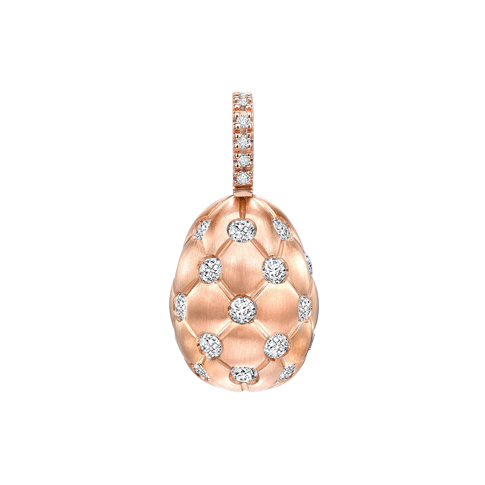 Fabergé Treillage Brushed Rose Gold Diamond Egg Charm 576EC1362