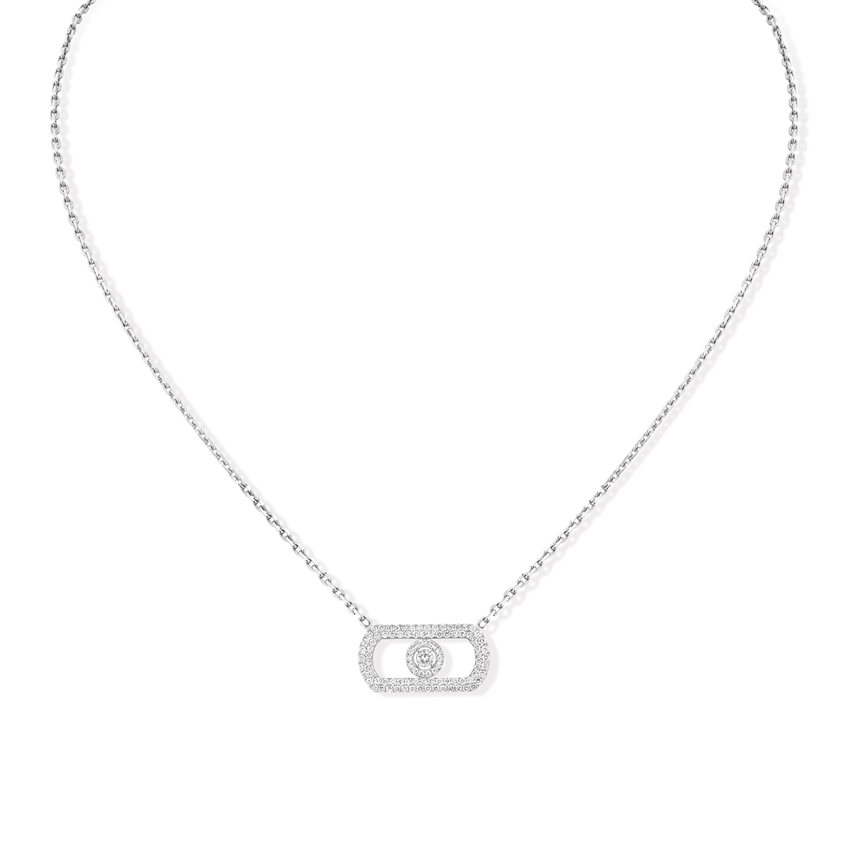 So Move 18ct White Gold Pavé 0.65ct Diamond Necklace 12945-WG