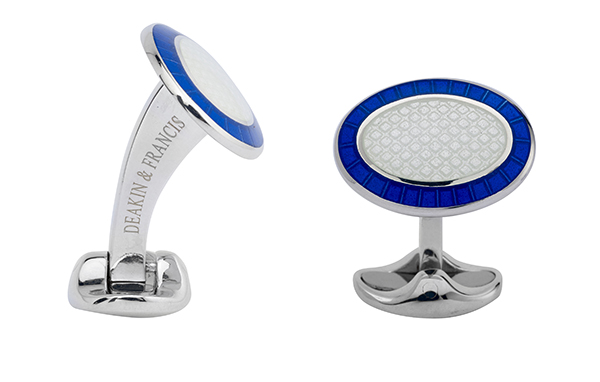 Deakin & Francis Vitreous Enamel Sterling Silver Royal Blue Cufflinks