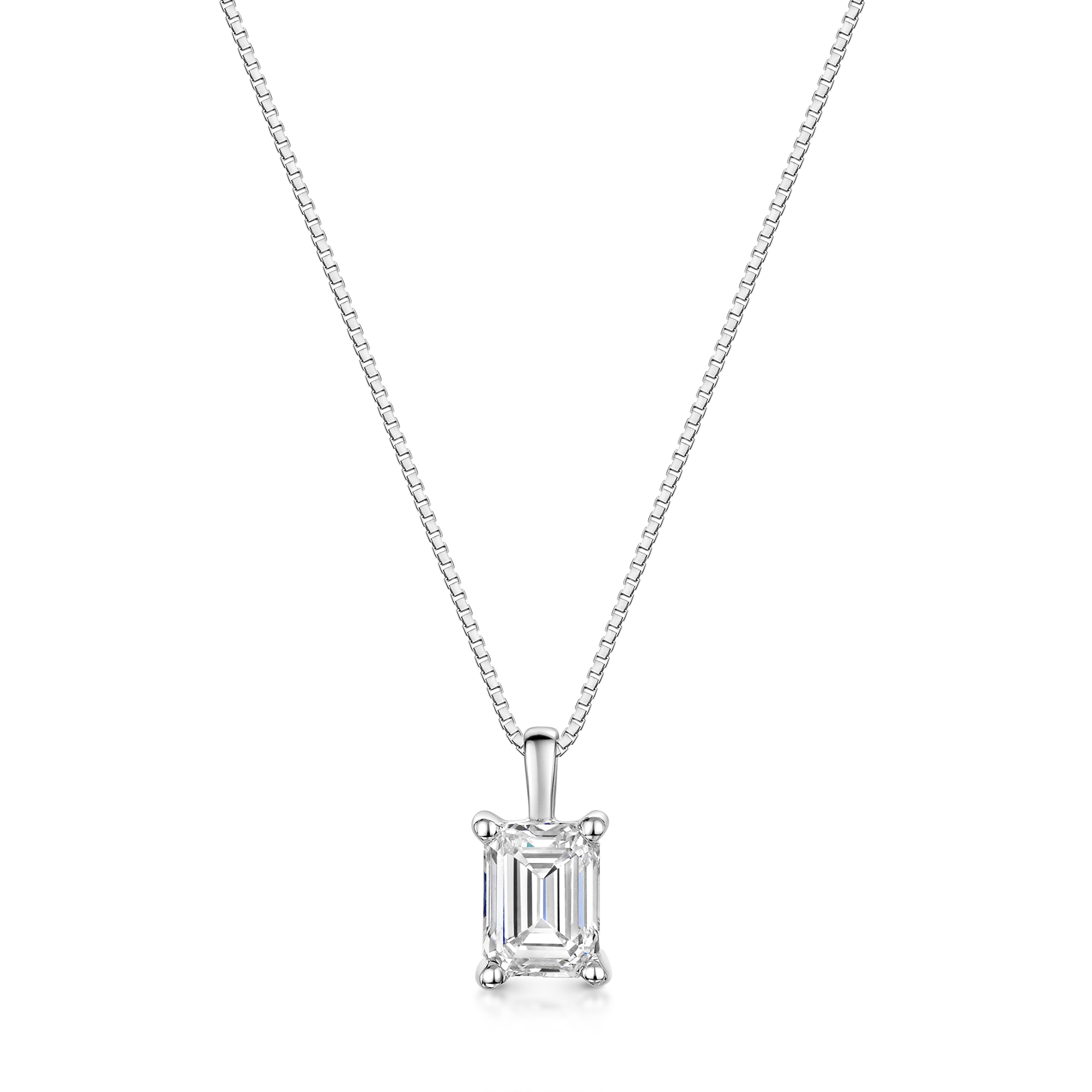 18ct White Gold Lab Grown 0.70ct Emerald Diamond Pendant 61-002-01-0023