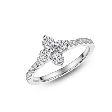 9ct White Gold Brilliant Cut Diamond 0.73ct Cluster Ring