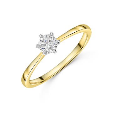 18ct Yellow Gold Brilliant Cut 0.33ct Diamond Solitaire Ring