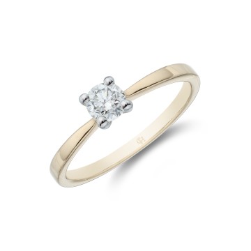 18ct Yellow Gold Brilliant Cut 0.33ct Diamond Solitaire Ring