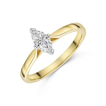 18ct Yellow Gold Marquise 0.40ct Diamond Solitaire Ring
