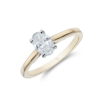 18ct Yellow Gold Oval Cut 0.75ct Diamond Solitaire Ring