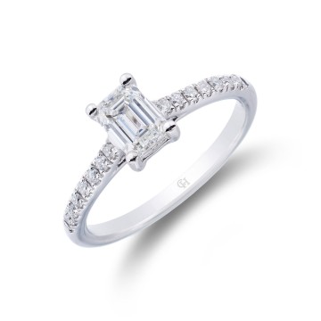 Platinum Oval Cut 0.75ct Diamond Halo Solitaire Ring 
